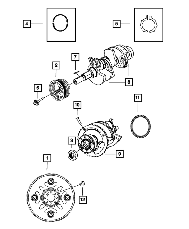 5066739AB - 3.7L Gas; Engine: Crankshaft Bearing Package for Mopar Image