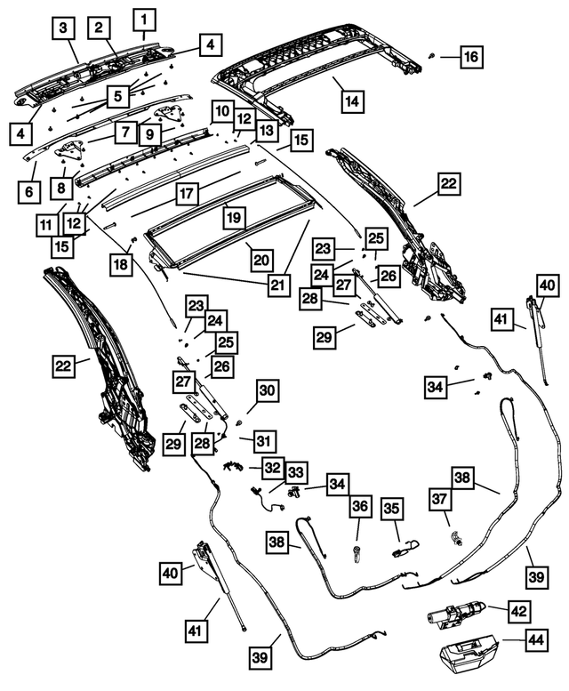« 4389589AE – Body Sheet Metal Except Doors : Loquet De Toit Souple Ensemble De Plaque pour Mopar Image »