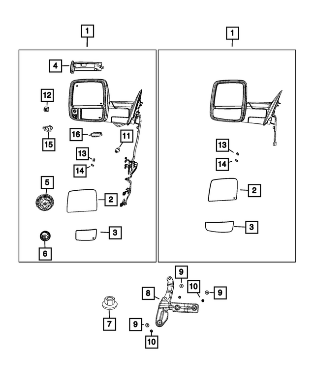 68661794AC - Doors, Door Mirrors and Related Parts: Outside Rearview Mirror, Left for Mopar Image