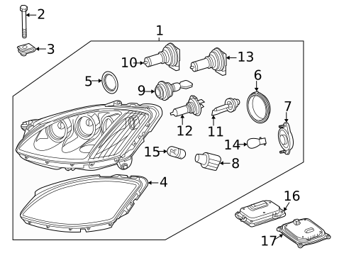 Headlamp Components for 2012 Mercedes-Benz CL600 #3