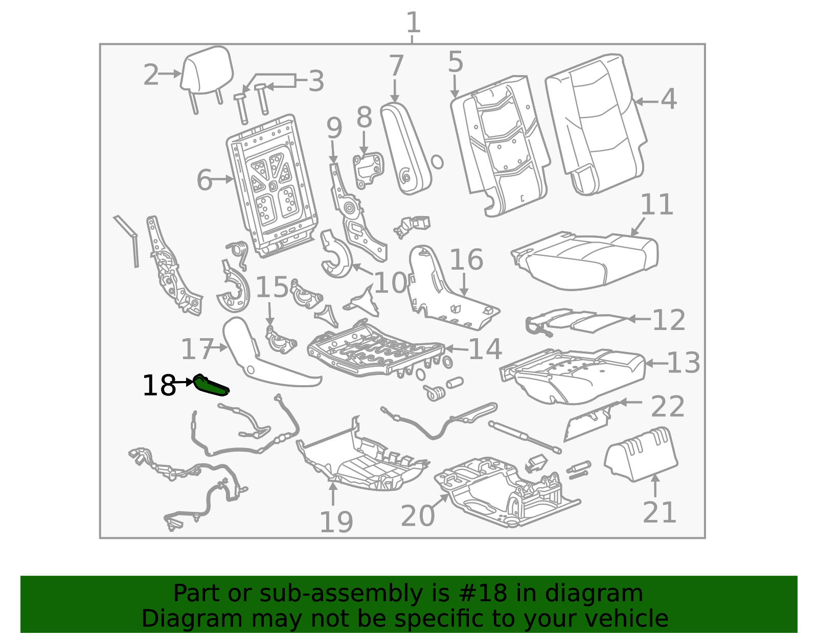2015-2020 GM Jet Black Passenger Side Seat Back Recliner Adjustment ...