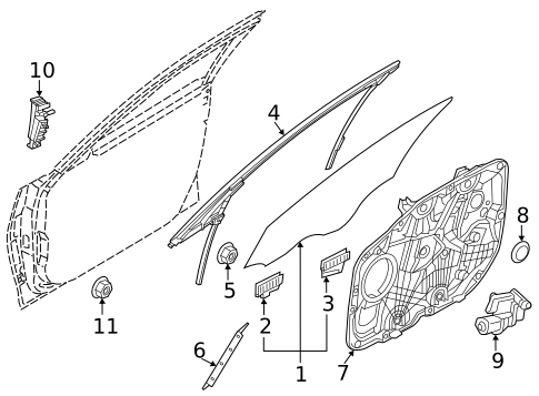 Glass - Front Door for 2023 Genesis G90 #0