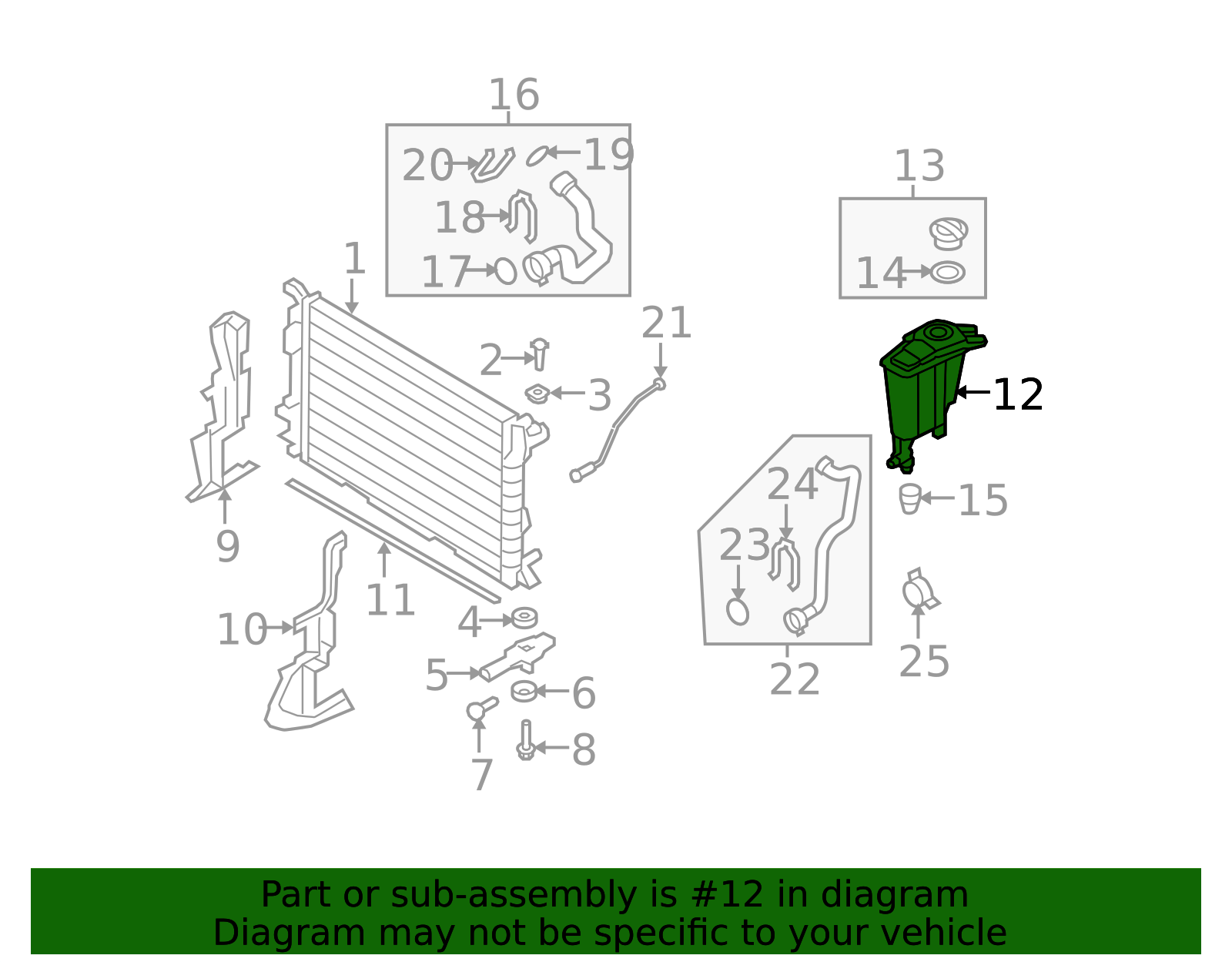 Parts# 25C01A013A Water tank radiator 1pc/pack HUUUGE-PARRRT Water
