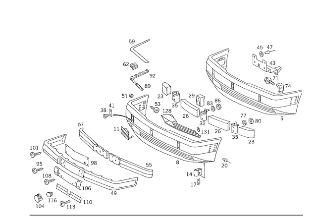 1248804770 - Attachment Parts: Bumper, Front for Mercedes-Benz: 500E Image image