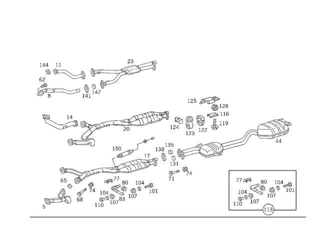 1404900819 - Exhaust System: Exhaust Pipe for Mercedes-Benz: 400SE, 400SEL, 500SEC, 500SEL, S420 Image image