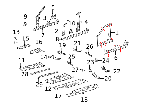 Hinge Pillar for 2007 Mercedes-Benz S 600 #0