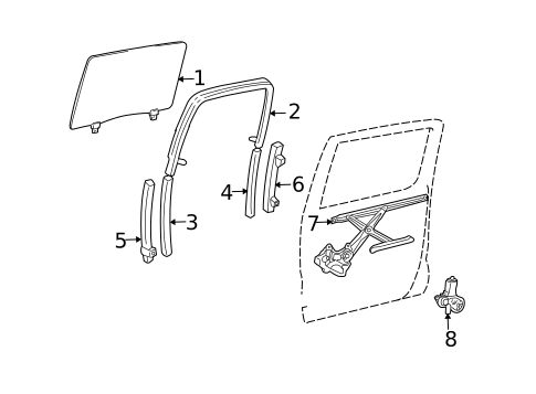 Glass - Rear Door for 2006 Toyota Tacoma #0