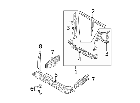 Radiator Support for 2008 Kia Sedona #0