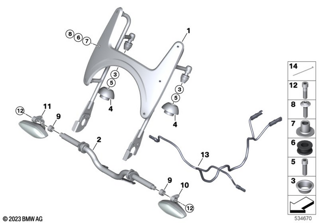46631543061 - Ergonomics &amp; Comfort: Windshield Holder, Bottom - Chrom for BMW-Motorrad Image