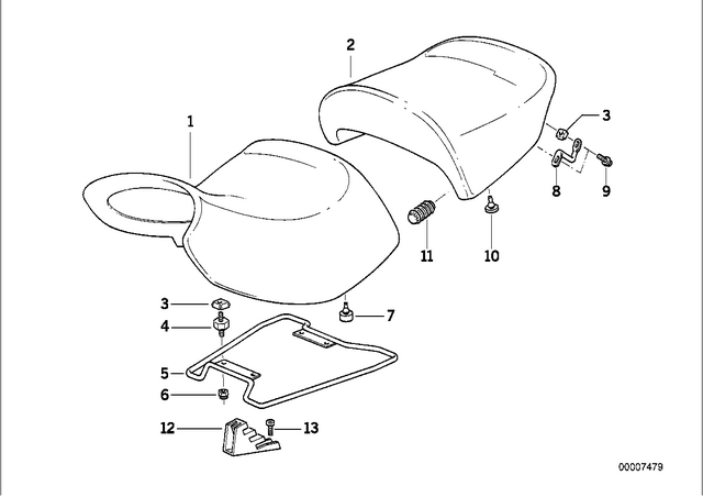 52532325123 - : Seat Adjustable Rear - Black N13 for BMW-Motorrad Image