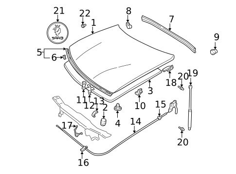 Exterior Trim - Hood for 2001 Saab 9-3 #0