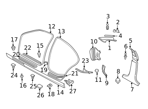 Interior Trim - Pillars for 2001 BMW 325xi #1