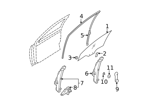 Glass - Front Door for 2011 Hyundai Accent #0