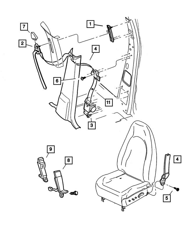 5GZ051L5AG - Interior Trim: Front Outer Seat Belt, Left for Mopar Image