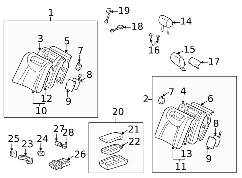 Rear Seat Components for 2002 Lexus LS430 #1