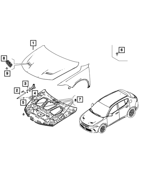 Hood and Hood Release for 2025 Dodge Hornet #1