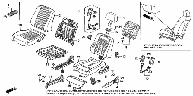 Front Seat (R.) for 2002 Honda Accord #0