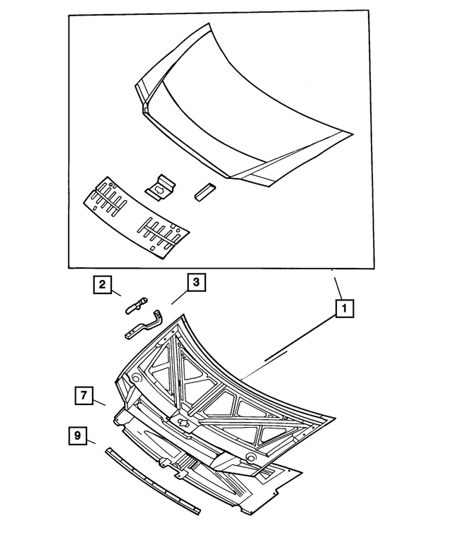 4860686AA - Body Sheet Metal Except Doors: Hood Hinge, Right for Mopar Image