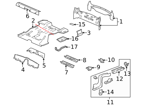 Rear Floor & Rails for 2008 Cadillac SRX #0