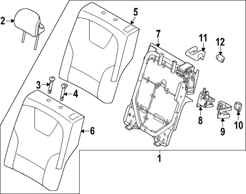 Rear Seat Components for 2023 Kia Niro #1