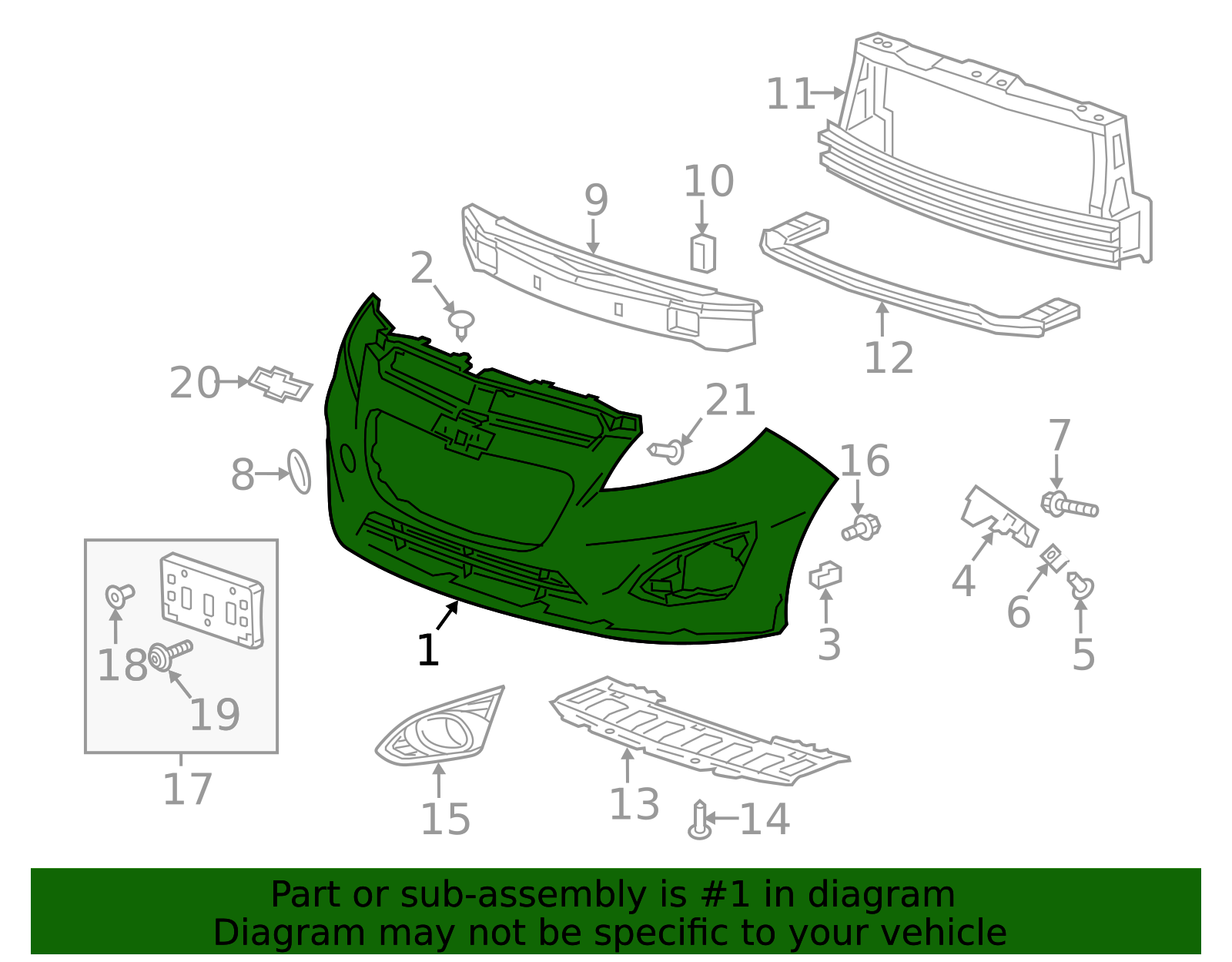2013-2015 Chevrolet Spark Front Bumper Cover 95141821 | TascaParts.com