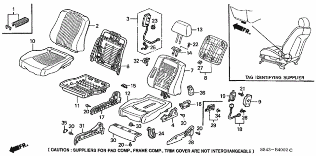 Front Seat (Side SRS) (R.) for 2001 Honda Accord #0