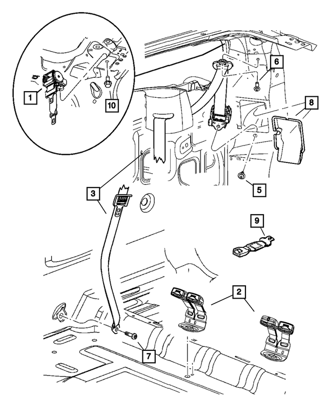 68770522AA - : Rear Inner Seat Belt for Mopar Image