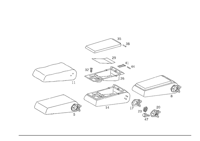 1409700430 - Rear Seat Bench: Folding Armrest for Mercedes-Benz: 300SD, 400SE, 400SEL, 500SEL, S420 Image image