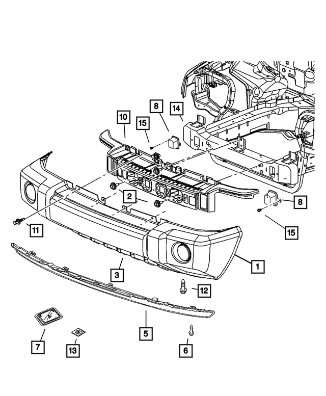 5183619AA - Frame, Bumper, and Fascia: Front Fascia for Mopar Image image