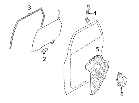 Glass - Rear Door for 2012 Hyundai Tucson #0