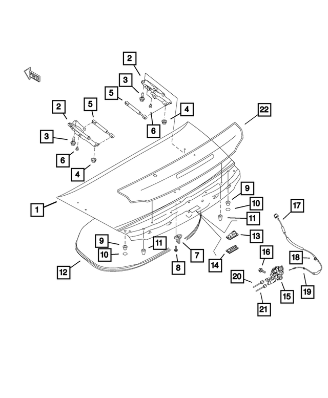 68361856AA - Body Sheet Metal Except Doors: Deck Lid Hinge, Right for Mopar Image