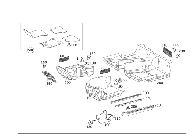 2076800348 - Interior Equipment: Floor Mat for Mercedes-Benz: C250, C350, C63 AMG, E550 Image
