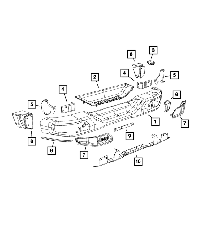 « 68231984AA – Frame, Bumper and Fascia : Pare-chocs Arrière Marchepied pour Mopar Image »