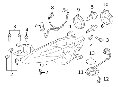 Headlamp Components for 2011 Mazda 6 #0