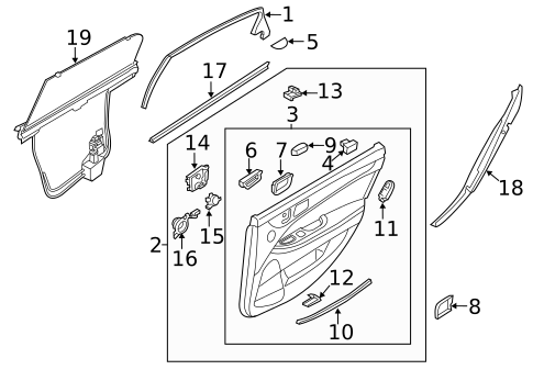 Interior Trim - Rear Door for 2013 Hyundai Equus #0