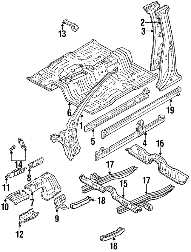 6102222250 - Body: Hinge Pillar for Toyota Image