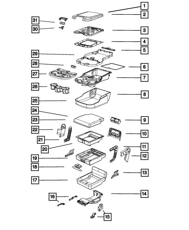 5NJ79LU7AA - Interior Trim: Armrest Bin Lid for Mopar Image image