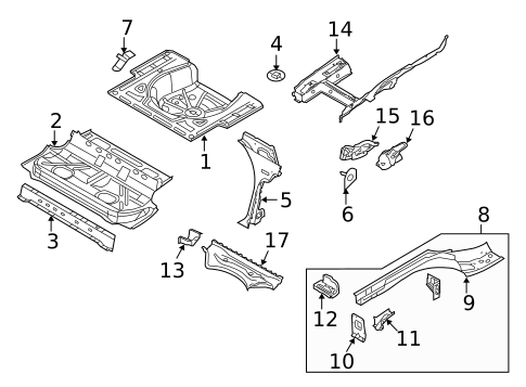 Rear Floor & Rails for 2012 Volkswagen Jetta #1