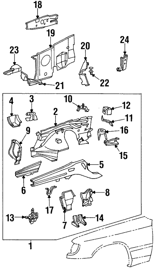 1246201050 - Body: Apron Assembly for Mercedes-Benz Image
