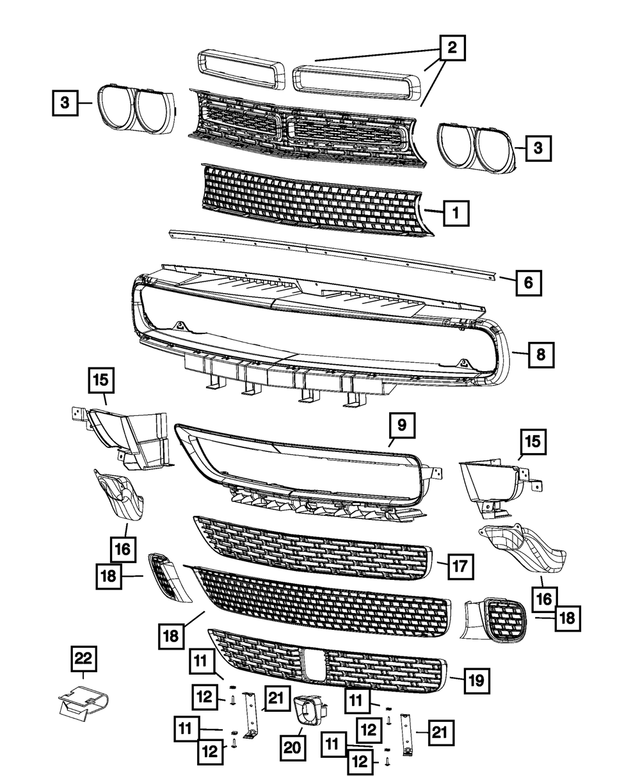 7JK91DX8AA - Exterior Ornamentation: Radiator Grille for Dodge: Challenger Image