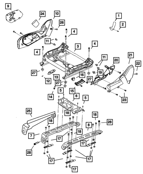 Front Seats - Adjusters, Recliners, Shields and Risers for 2010 Jeep Grand Cherokee #1