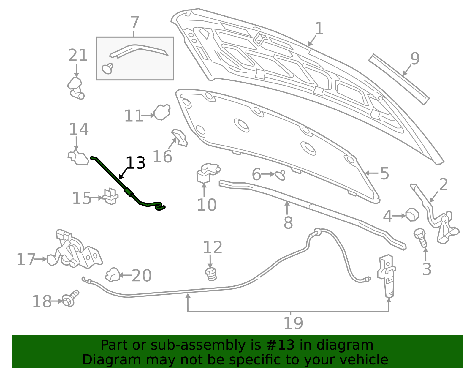 96895448 2012-2020 Chevrolet Sonic Hood Prop Rod 95491962 GM | GMPartsDirect.com
