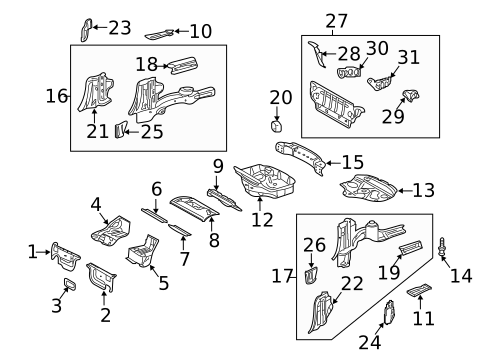 Rear Floor & Rails for 2009 Mercedes-Benz SL63 AMG #0