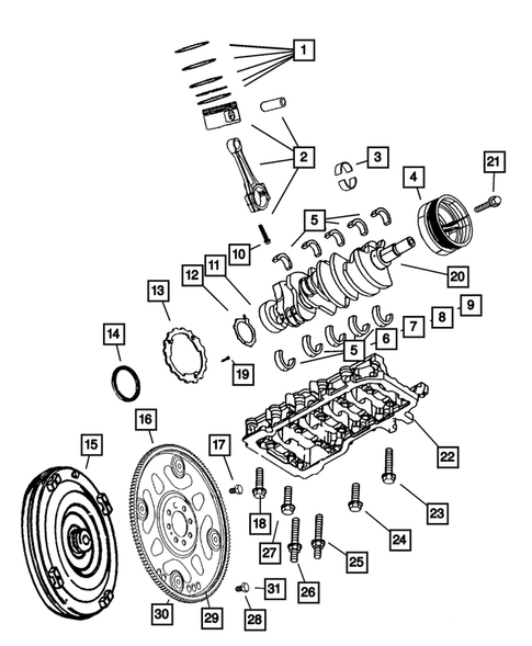 Crankshaft, Pistons and Torque Converter for 2007 Dodge Ram 1500 #0