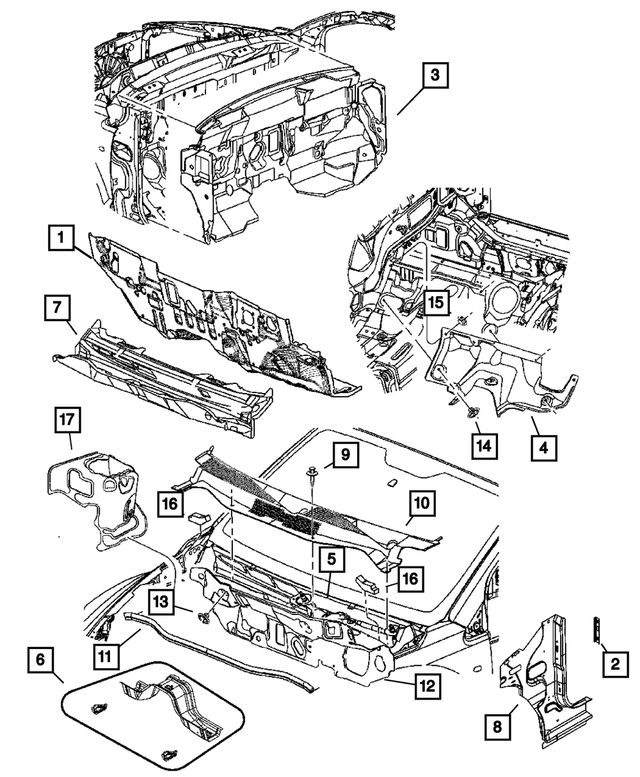 5183759AH - Body Sheet Metal Except Doors: Dash Panel for Mopar Image