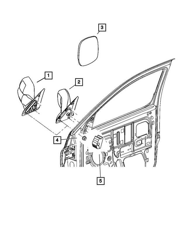 55077492AK - Doors, Door Mirrors and Related Parts: Outside Rearview Mirror, Right for Mopar Image