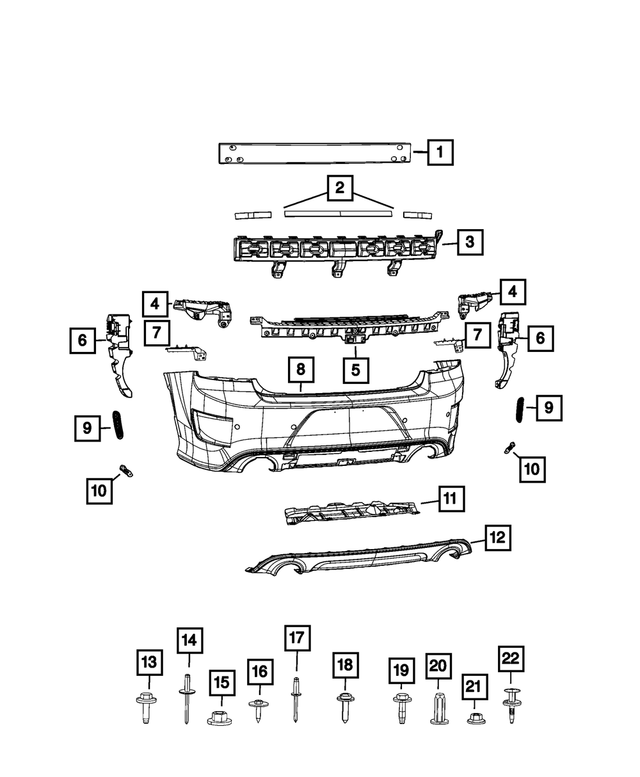 68488622AA - Frame, Bumper and Fascia: Rear Fascia for Mopar Image