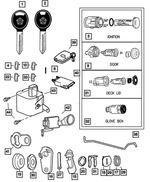4717288 - Wiper/Lock Cylinder and Keys: Front Door Cylinder Lever for Mopar Image