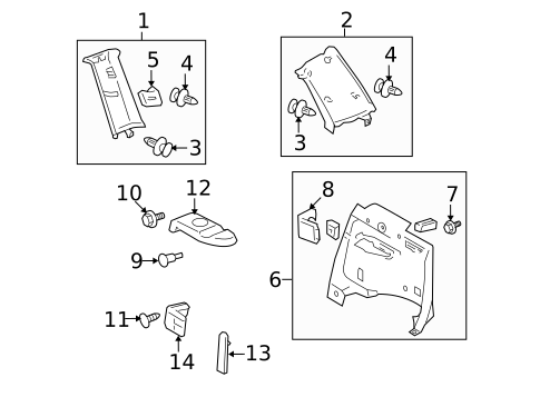 Interior Trim - Quarter Panels for 2006 Toyota Highlander #1