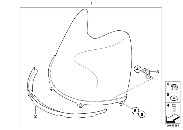 46637659459 - Frame and Mounting Parts: Oval-Head Screw with Anti-Rotation Lock - M6X16 for BMW-Motorrad Image